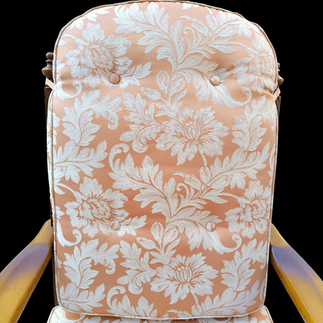 【送料込】飛騨産業 キツツキ 木製フレーム 花柄 ロッキングチェア 家具 椅子