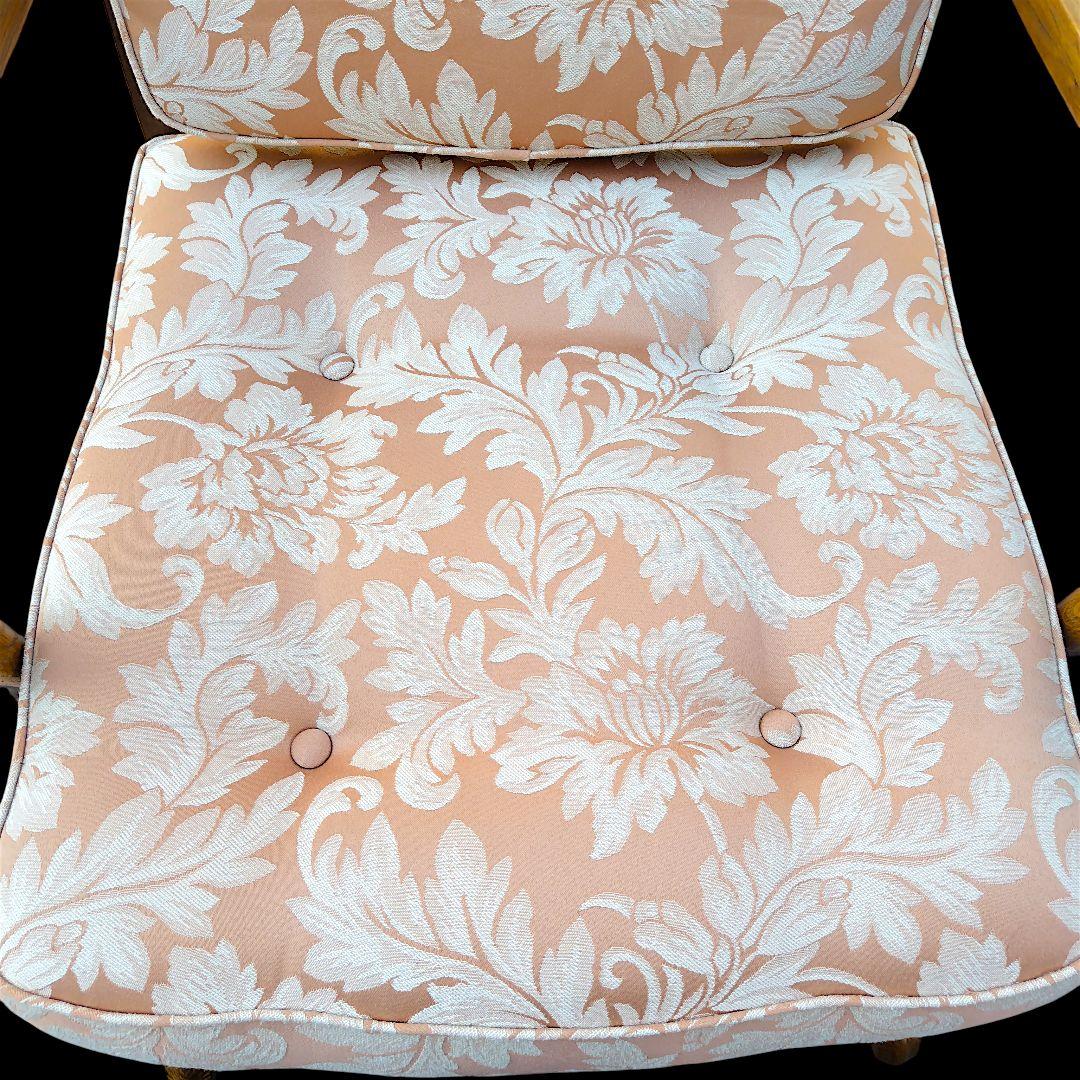 【送料込】飛騨産業 キツツキ 木製フレーム 花柄 ロッキングチェア 家具 椅子