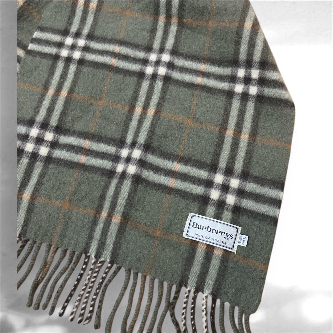 希少⭐️Burberrys ピュアカシミヤ100 マフラー ノバチェック カーキ