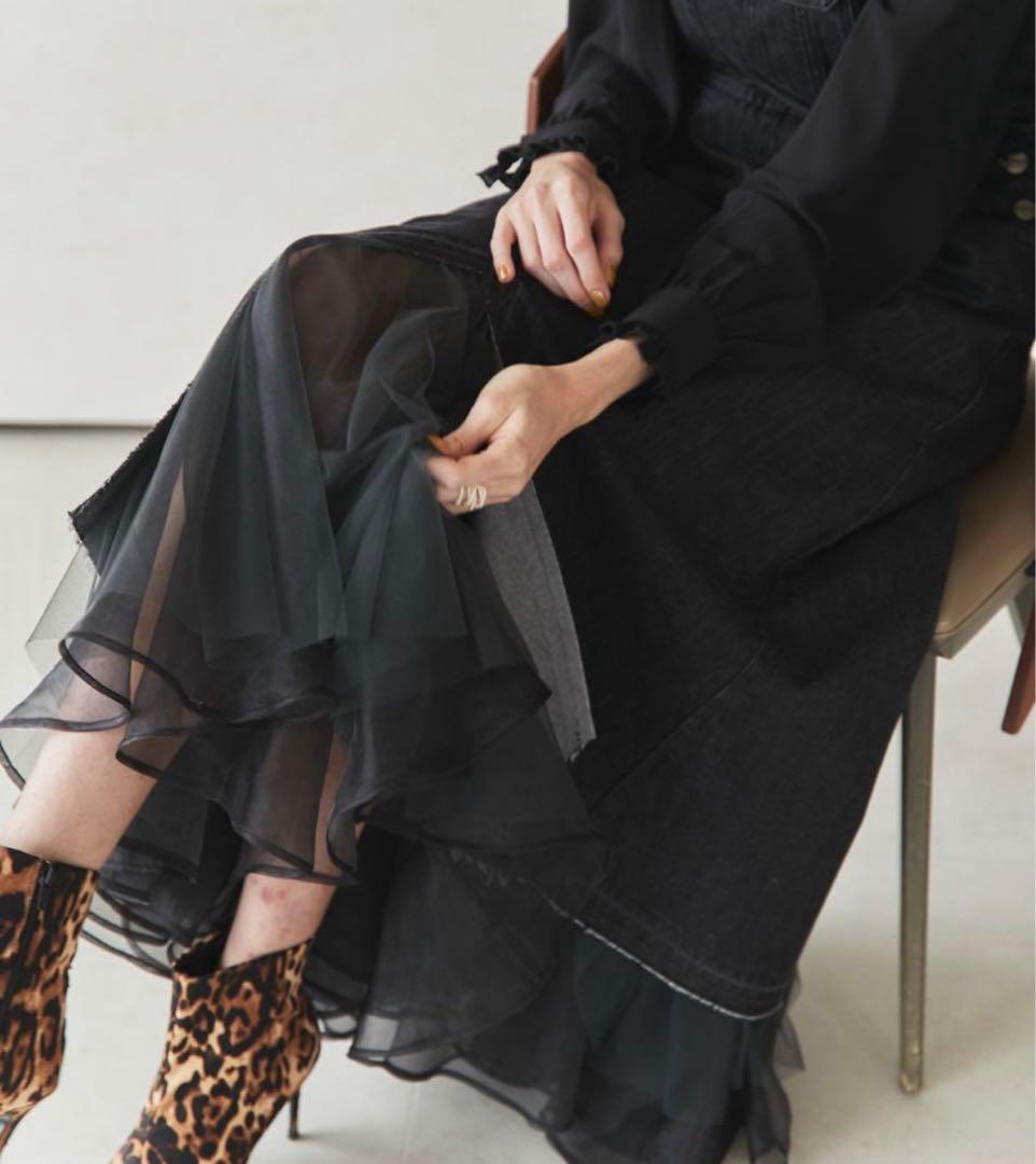 ▼人気完売品✨ラベルエチュード ベルヴィンテージ チュールドッキングデニムサロペ