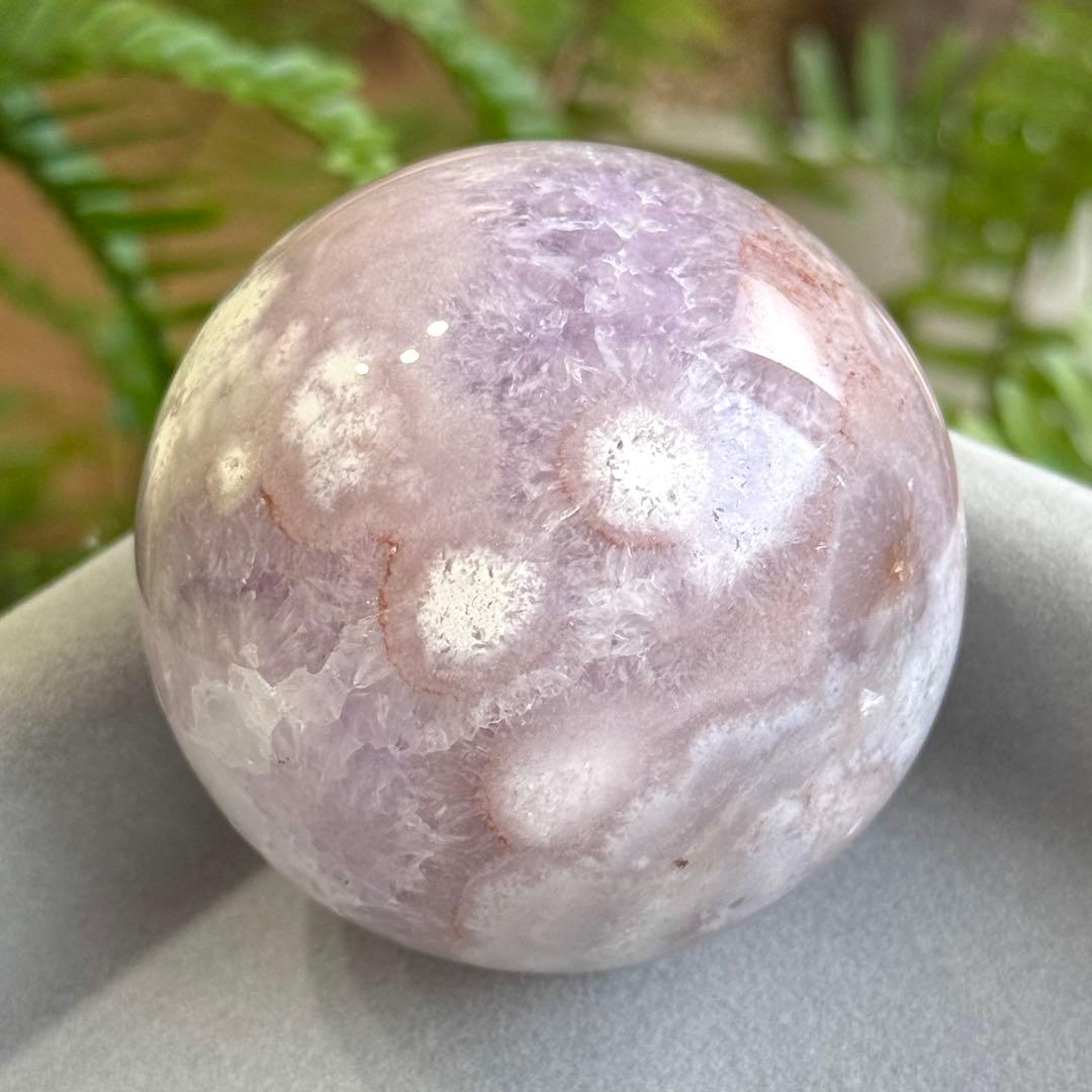 ピンクアメジストフラワーアゲート　淡ピンクパープル　スフィア　59mmブラジル産