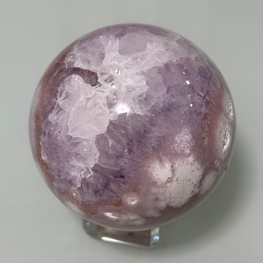 ピンクアメジストフラワーアゲート　淡ピンクパープル　スフィア　59mmブラジル産