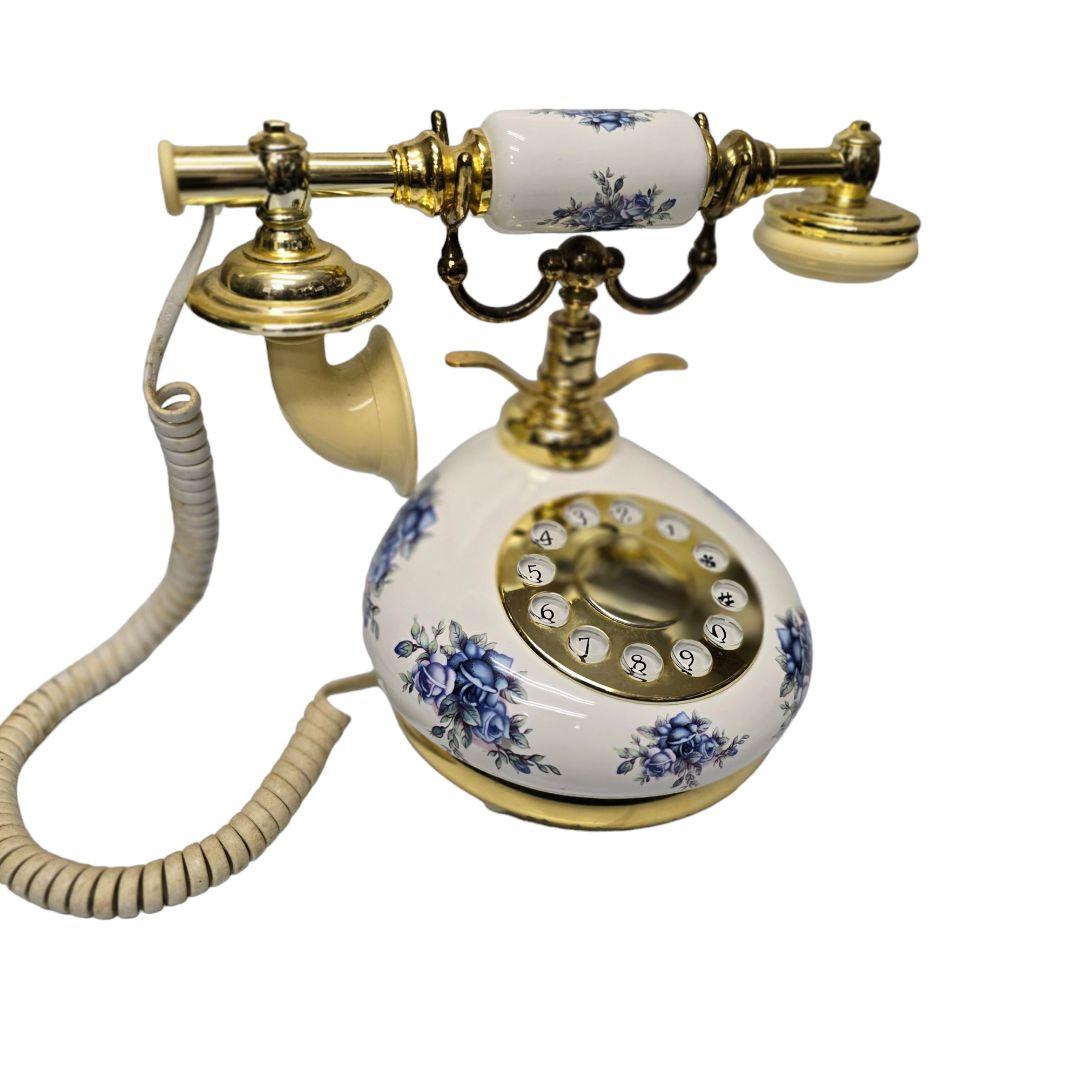 ヨーロッパ調 ローズ ヴィクトリアン 電話機 インテリア 薔薇柄　レトロ