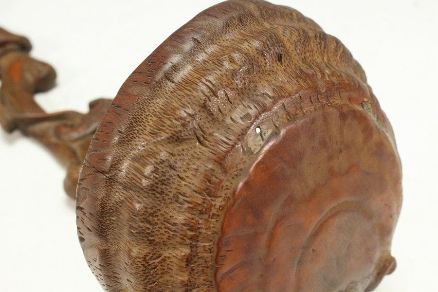 古竹 刻 霊芝 如意 柱掛 飾り(K-A912)