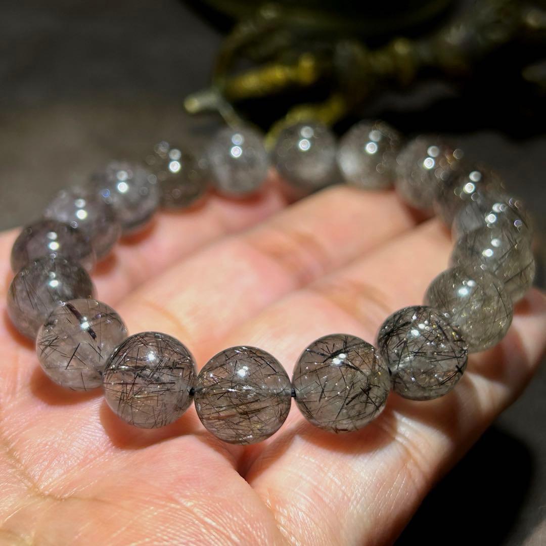 ☆ KEN$UKE。様福徳弁天秘宝④！極美！プラチナ　ブラック　ルチル　ブレス