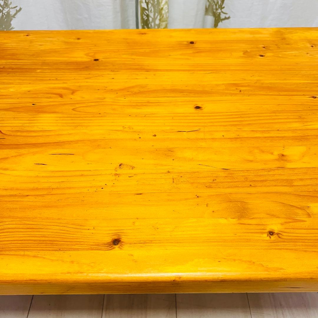 カントリー調 天然木 ローテーブル（引き出し付き）