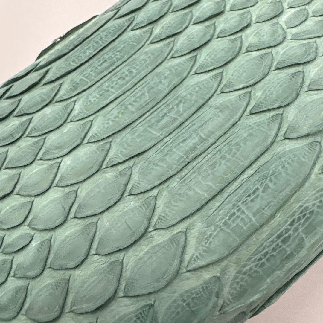 人気　緑　パイソン財布　長財布　パイソン　財布　本革　蛇革　風水　グリーン