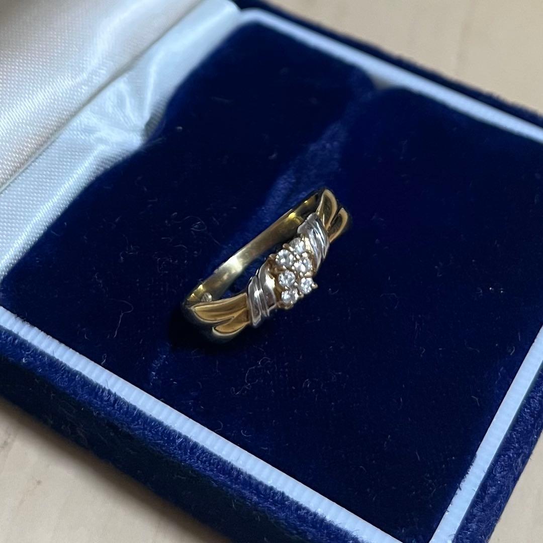 Pt900 プラチナ 指輪 ダイヤモンド リング 5号 箱付き