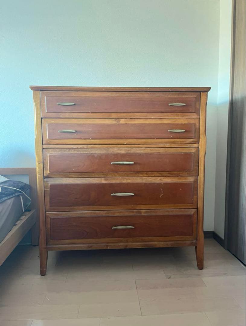 tomo　アンティーク　ハイチェスト 木製 5段