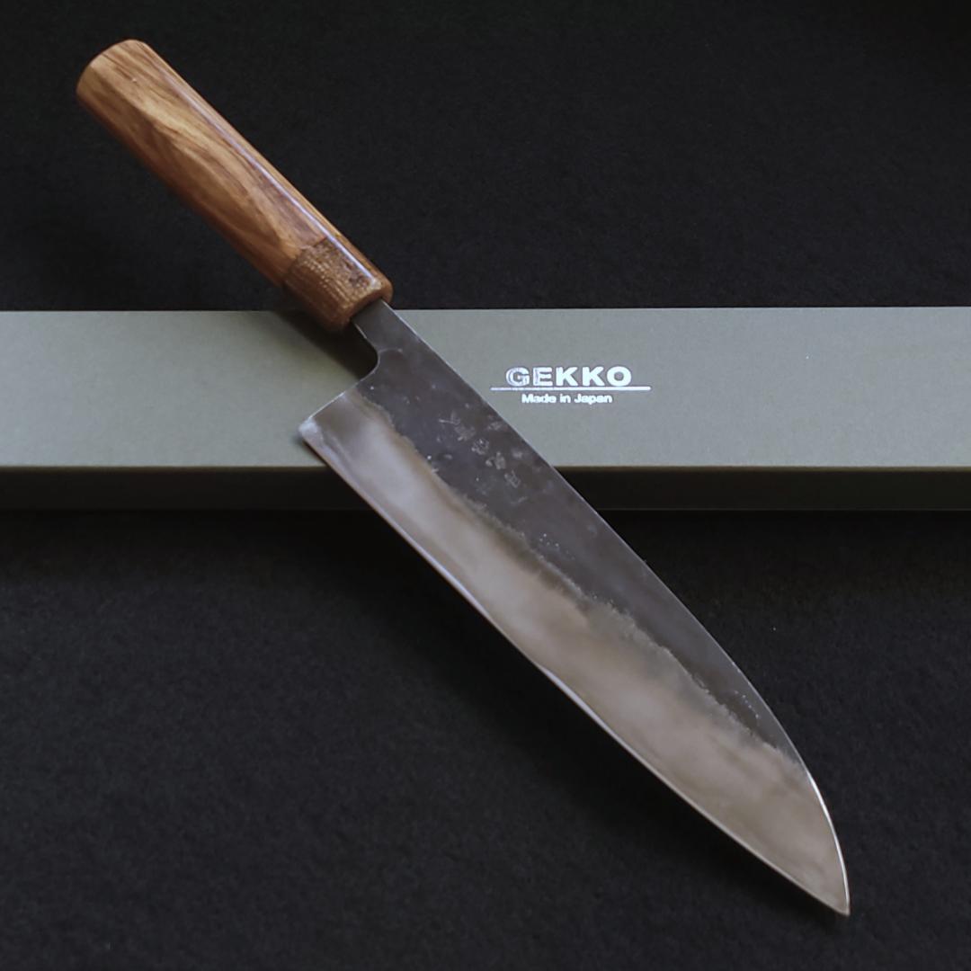 青紙２号 黒打 牛刀包丁 210㎜ G9377 ベリ柄 月光作 １点物