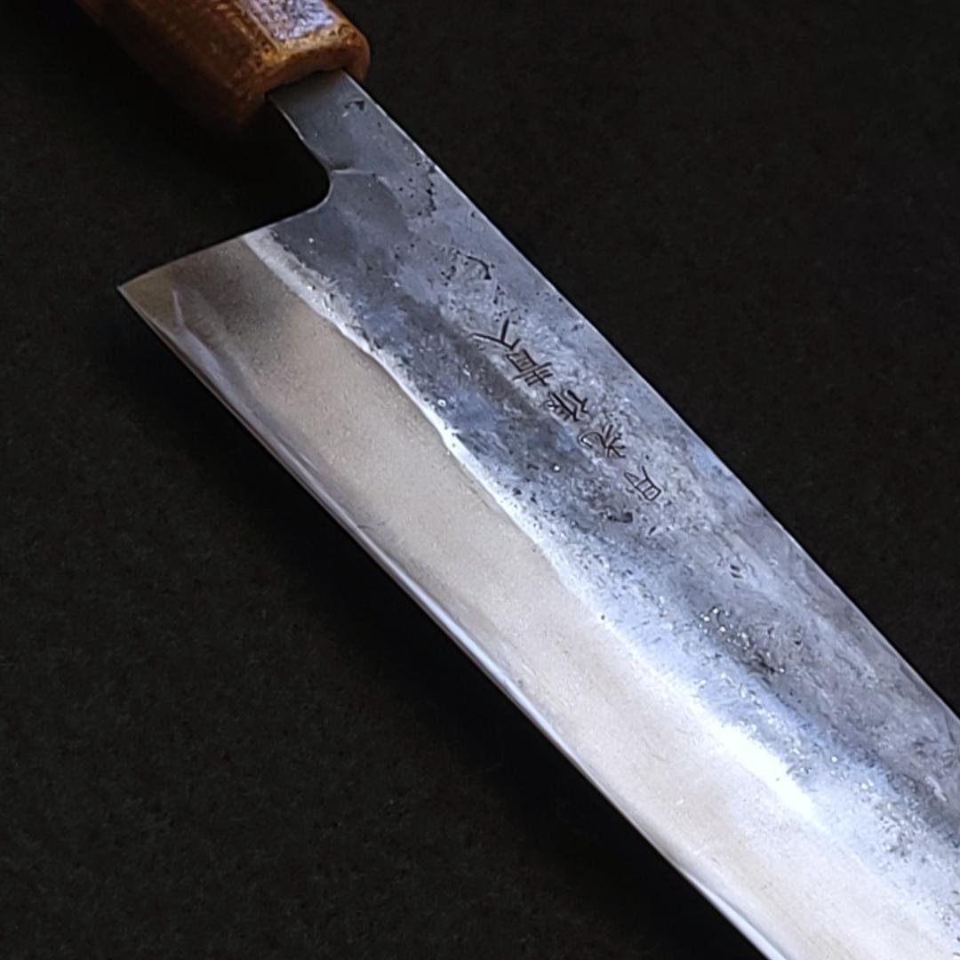 青紙２号 黒打 牛刀包丁 210㎜ G9377 ベリ柄 月光作 １点物