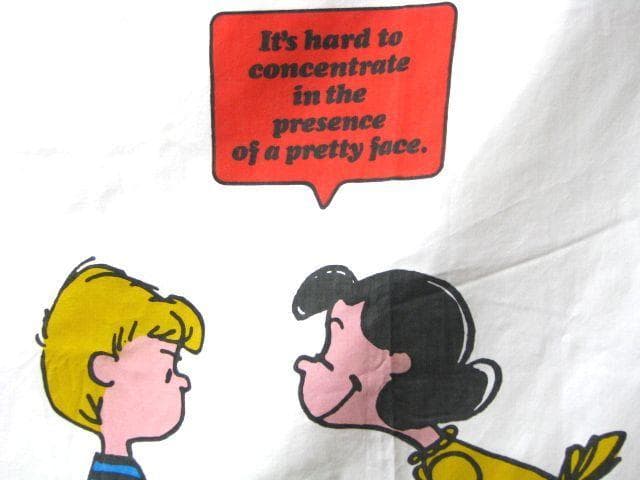 ＠美品 ビンテージ スヌーピー ポリ&コットン フラットシーツ