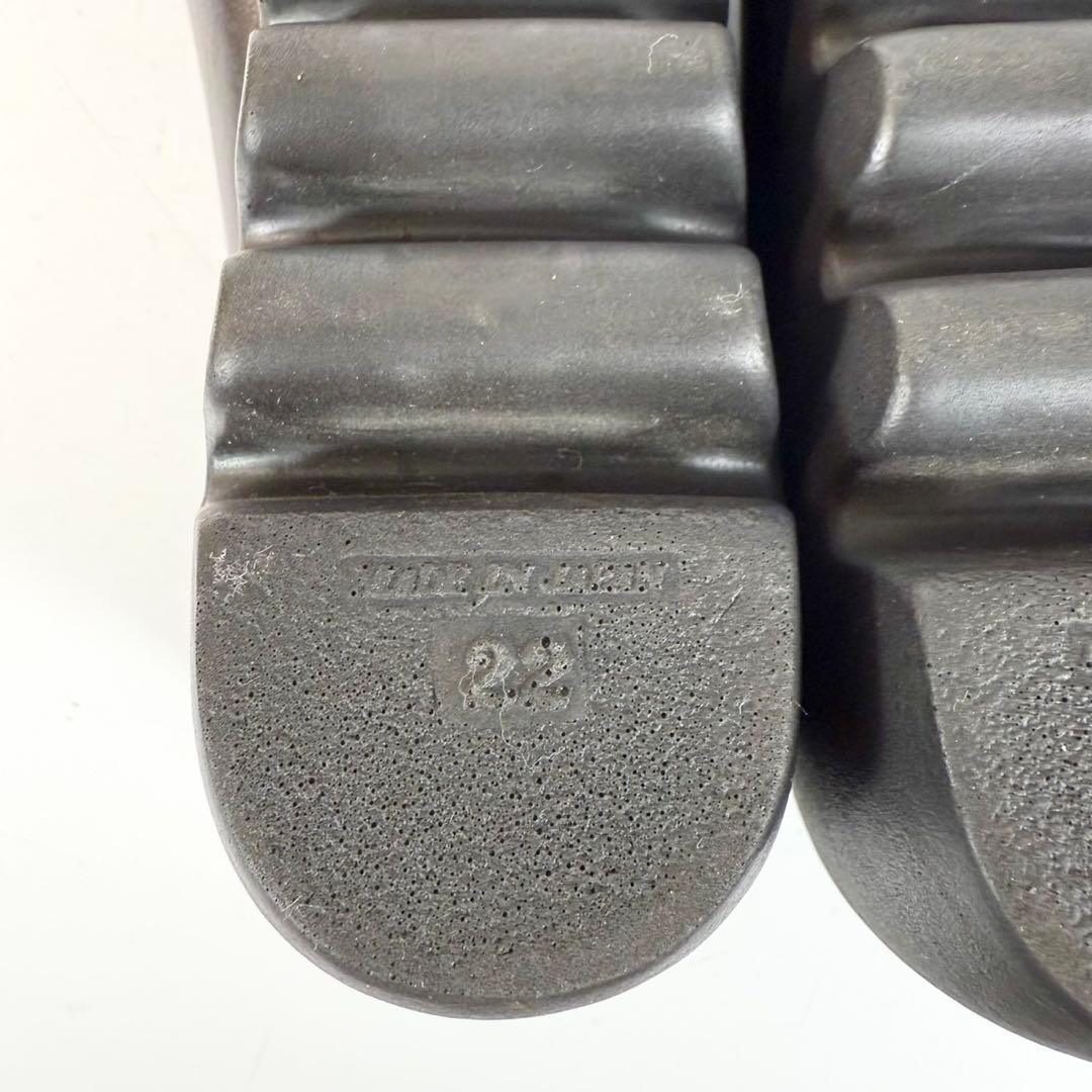 【未使用級】ヒルズアベニュー　パンプス（22）ラメ　ウェーブソール　黒　レザー