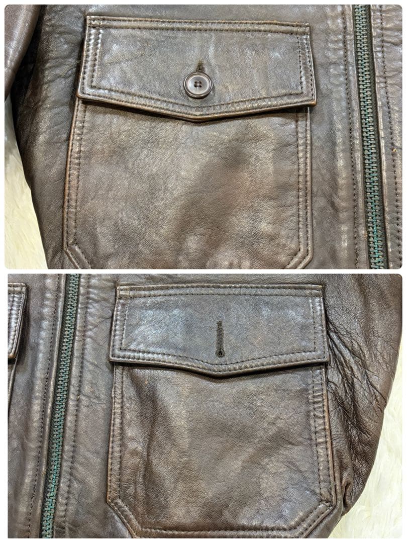 AVIREX トップガン G-1 フライトジャケット ワッペン 本革 L相当 茶