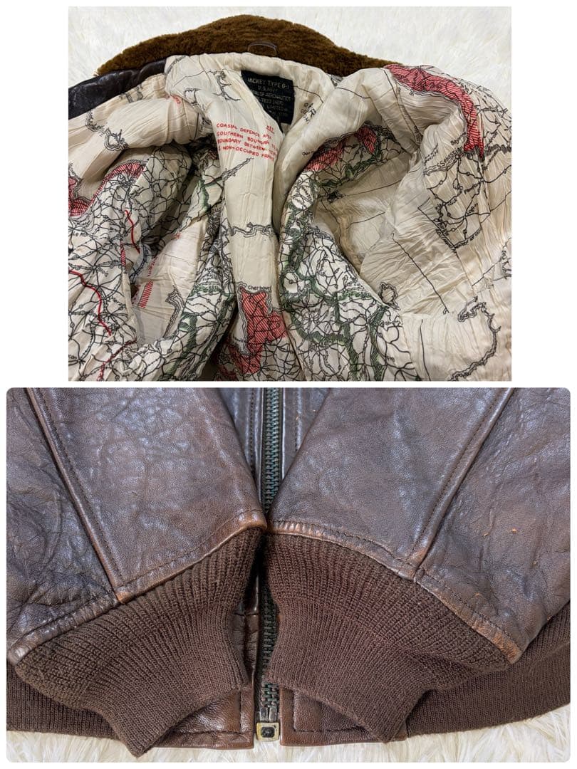 AVIREX トップガン G-1 フライトジャケット ワッペン 本革 L相当 茶