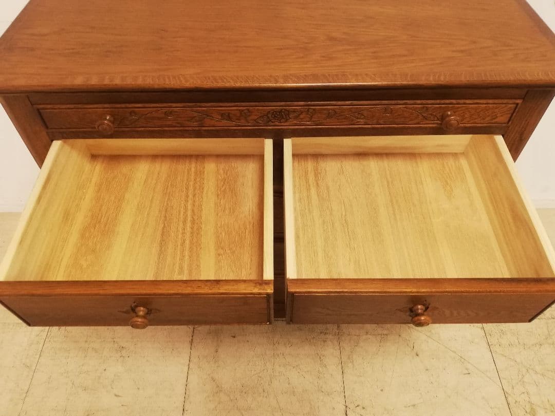 モデルルーム展示品 北海道家具 EZO グレース 高級楢材箪笥 手彫り