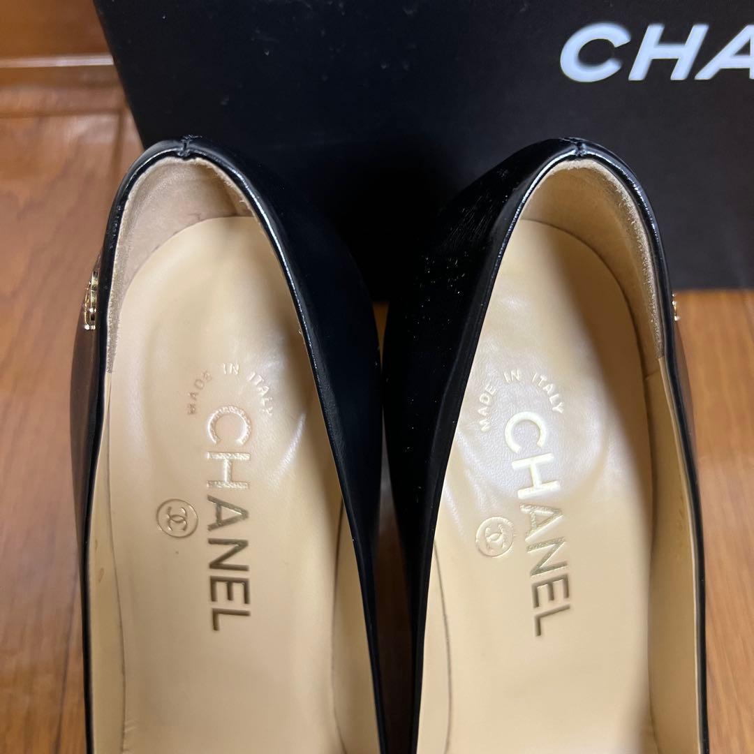 【CHANEL シャネル パンプス レザー ココマーク 23cm　黒】