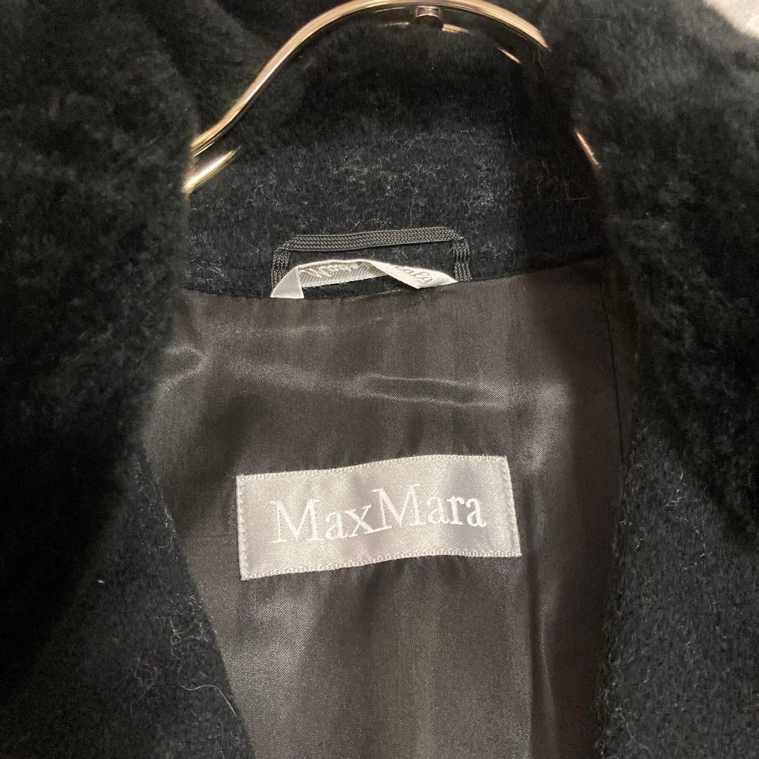 MaxMara ロングコート ブラック 40 ベルト キレイめ オフィス 上品