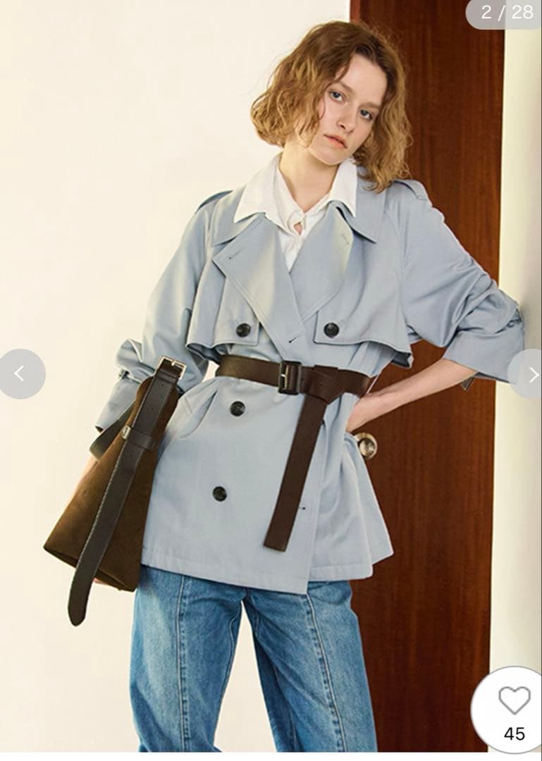 FRAY I.Dレザーベルトショートトレンチコート