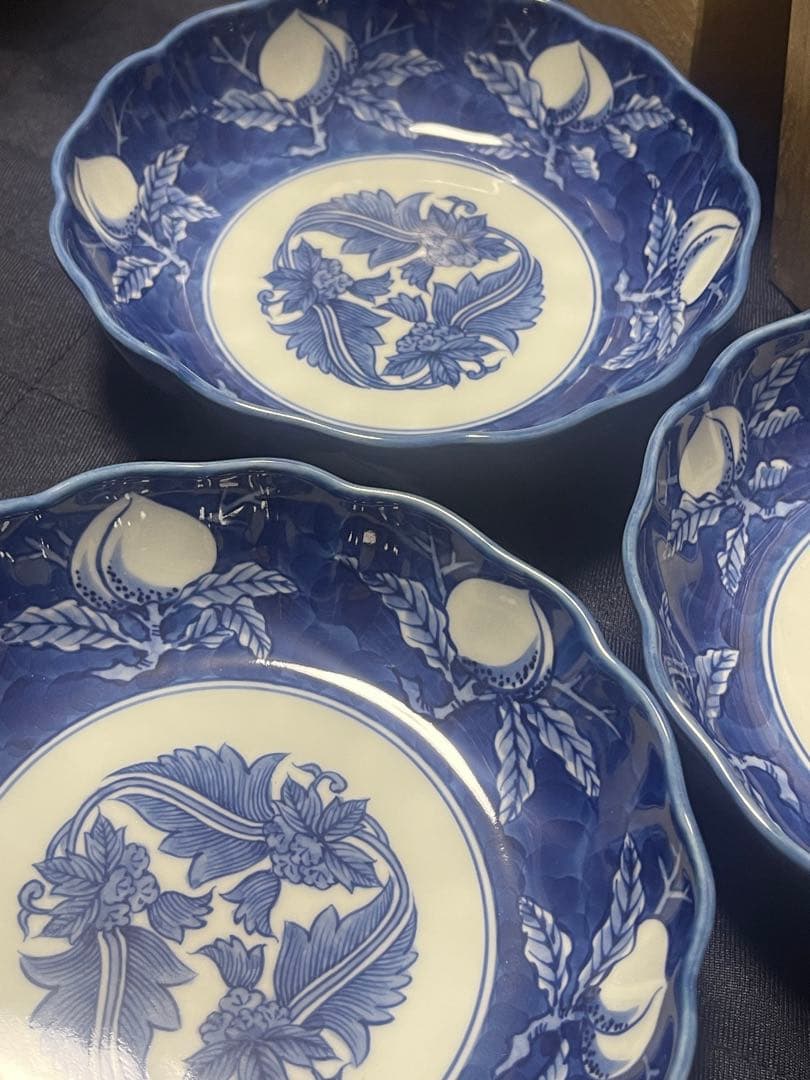 源右衛門窯　染濃桃絵　鉢　5枚セット未使用