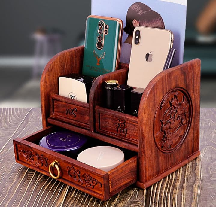 小さい大工の家の正式なベトナムの花梨木の赤い木の置物の台座の収納の箱