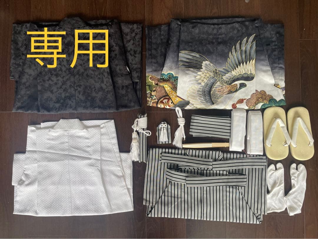 七五三 着物セット 黒色 鷹デザイン