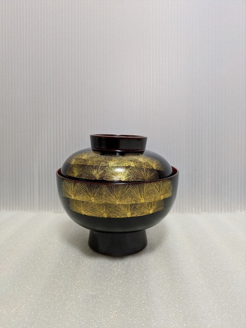 【川連漆器】雑煮椀 溜内朱 若松