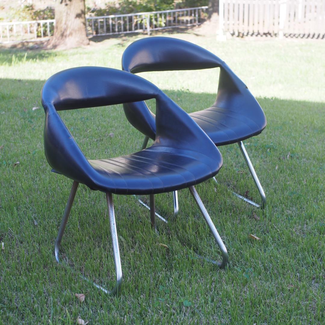 ①ラウンジチェア 黒 ミッドセンチュリー 昭和レトロ