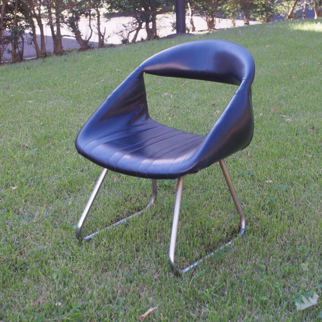 ①ラウンジチェア 黒 ミッドセンチュリー 昭和レトロ