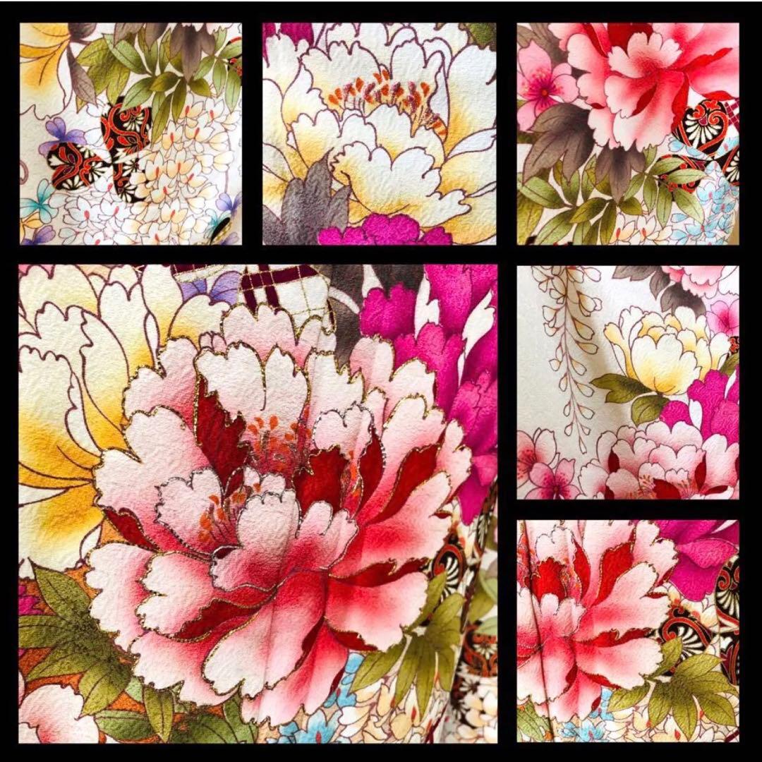 振袖フルセット‼️振袖ブランドLakokuIa❤️白地ピンク花々金彩 小物付 秀品‼️
