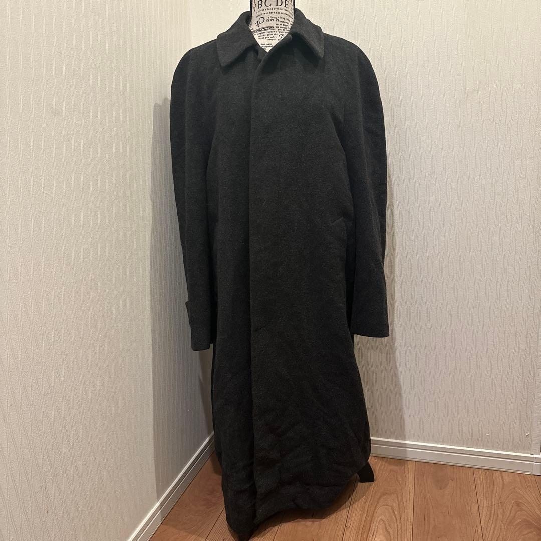 フェンディFENDIダークグレー ステンカラーコート ウール混合