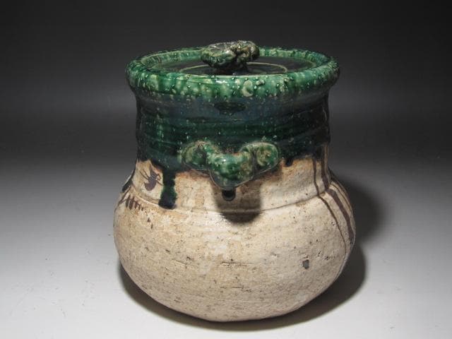 ☆　北大路魯山人　織部水指　親しみやすい一品☆y502