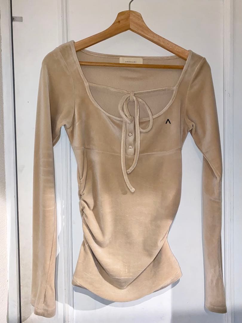 andmary　Jemma ribbon tops beige