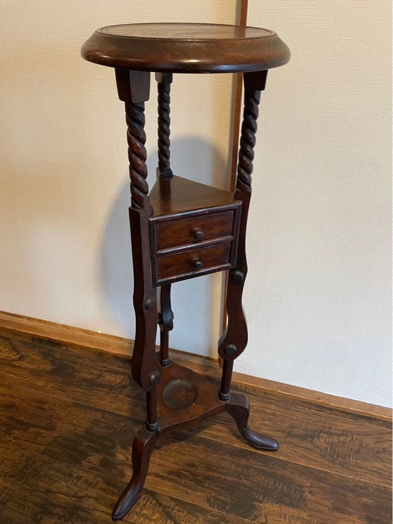 木製 アンティーク 花台 ウィッグスタンド アンティーク調 置き台 イギリス製