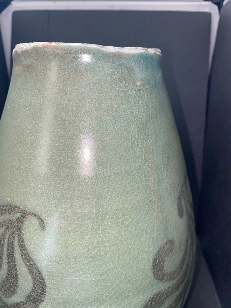 鉄絵 絵高麗　高麗青磁 花草紋 梅瓶　朝鮮 高麗 李朝 花瓶 骨董品 時代品