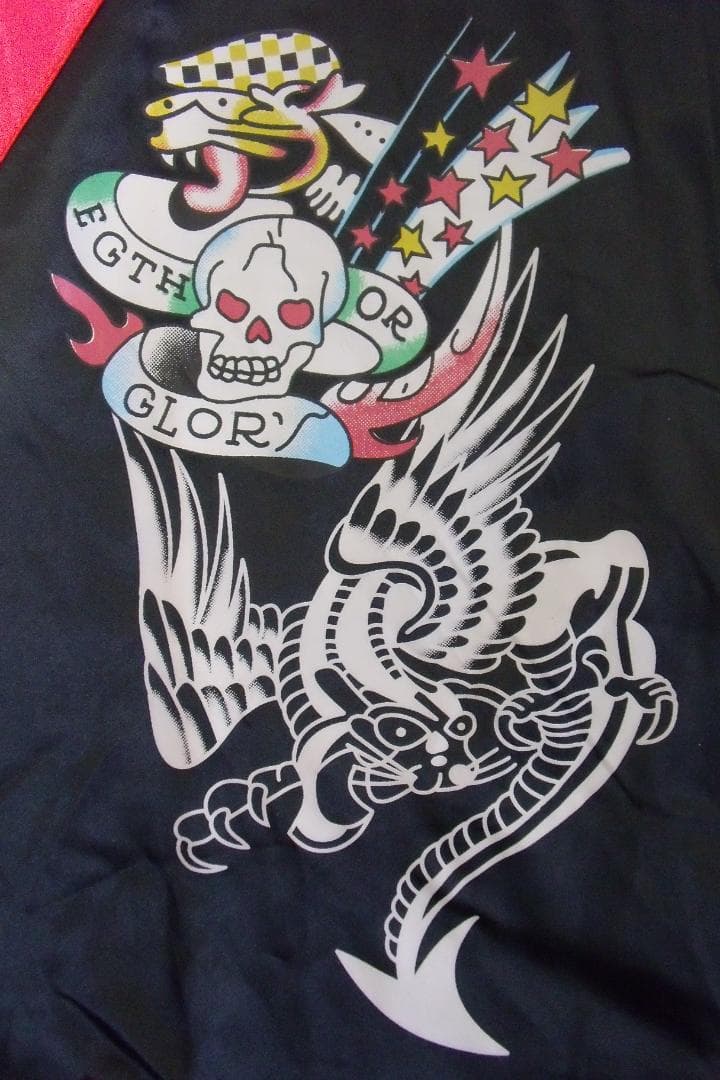 わ*さ様 【2XL】エドハーディーEd Hardy スカジャン 鷹蛇スカル剣 プ