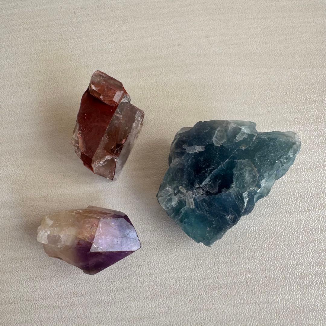 ②天然石　ルチル　カットゴールデンタイガーアイ　カット水晶　3本セット