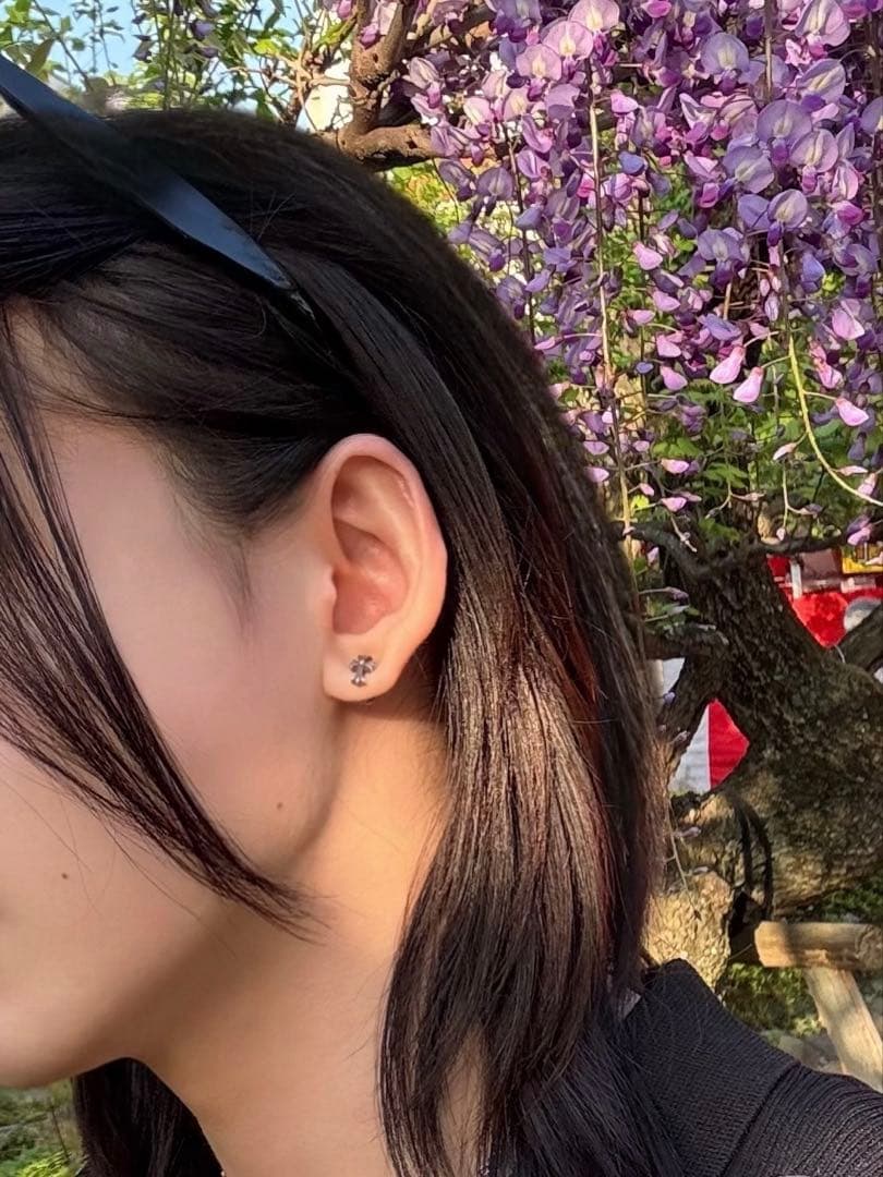 希少クロムハーツ スタッドピアス STUD CH CROSS 2 FAT 正規品