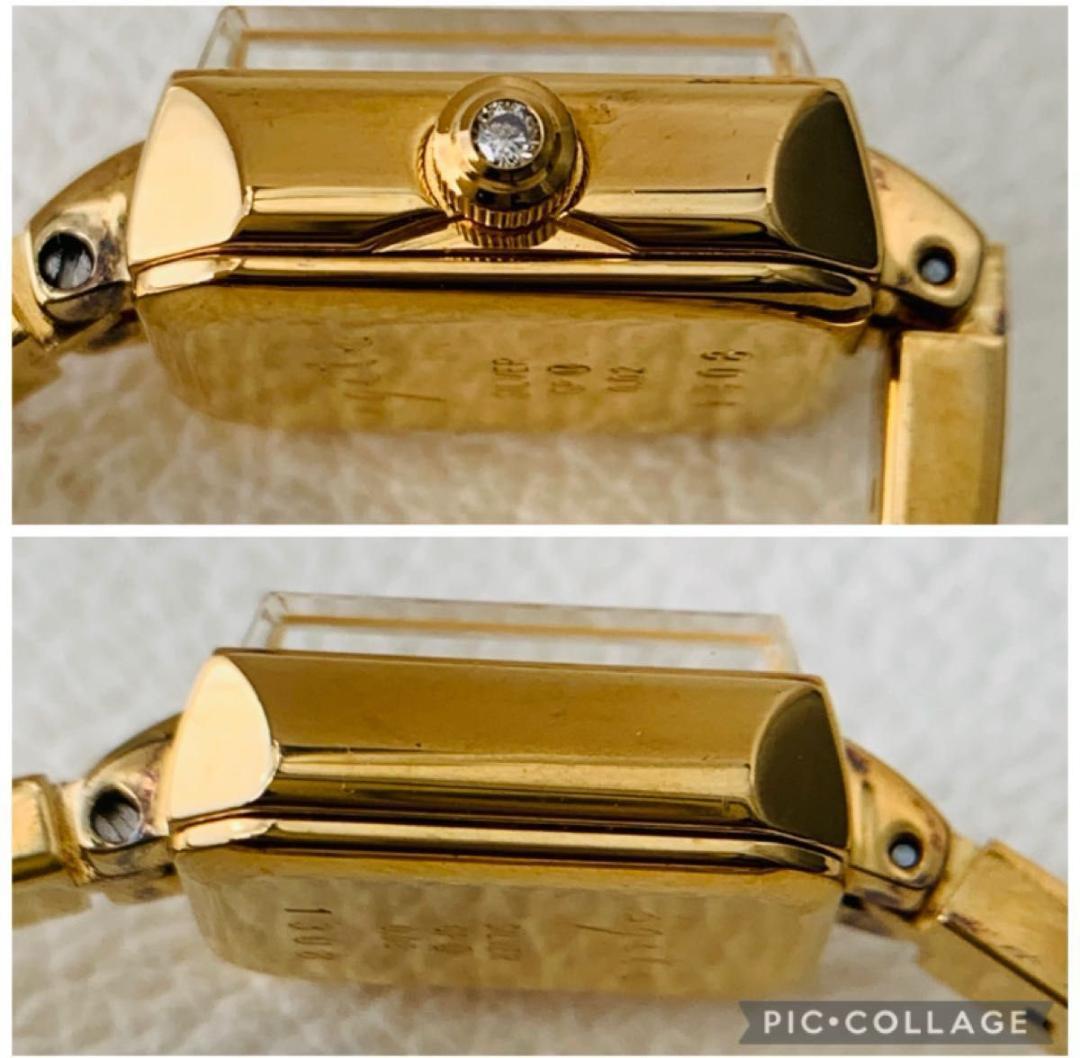 稼働品 美品 アガット ダイヤモンド 腕時計 ゴールド スクエア silver