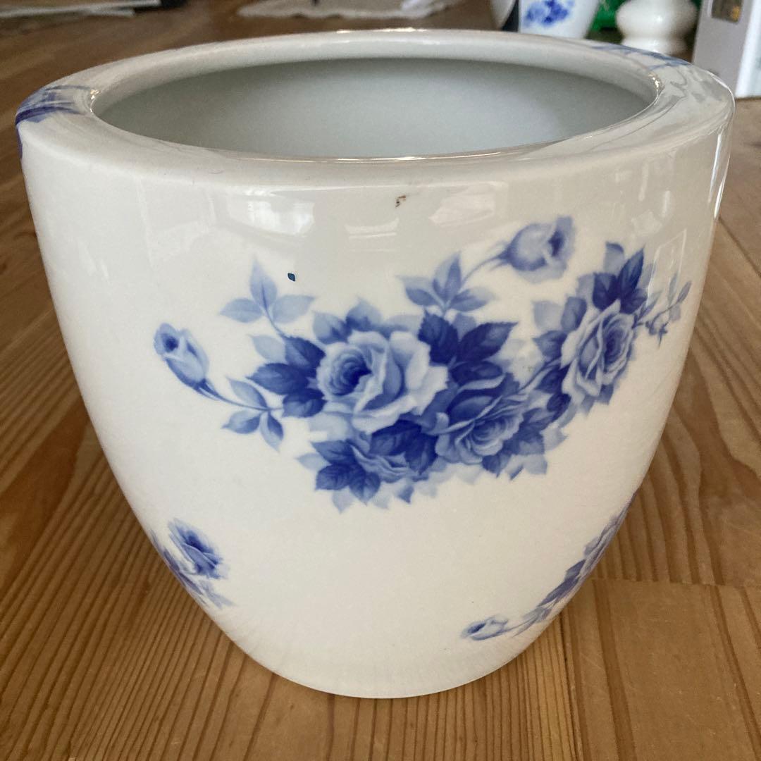 30's オールドノリタケ 火鉢　ブルーローズ　陶器鉢　当時物