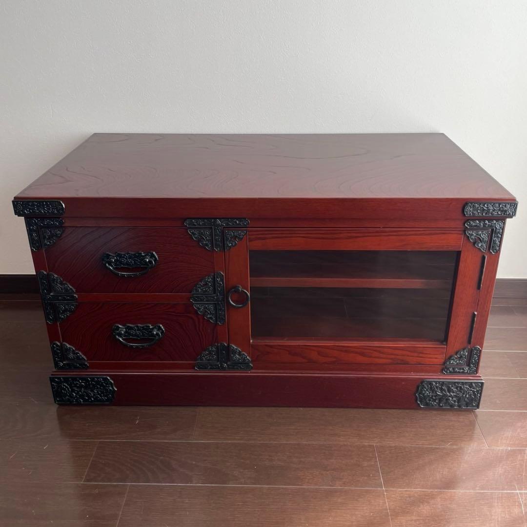 吉野民芸 テレビ台 ローボード 90cm 和モダン 欅 ケヤキ 天然突板 飾り棚