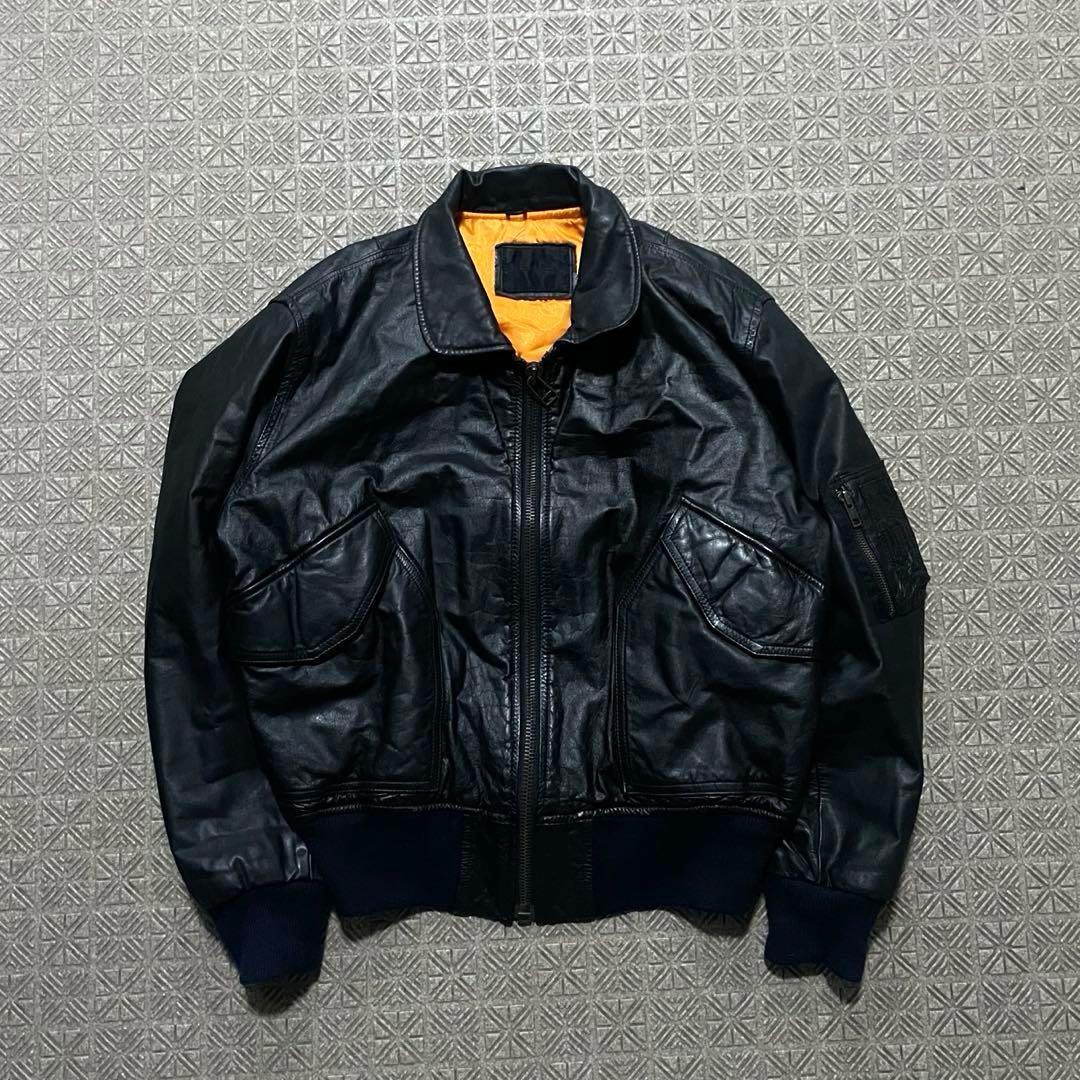 希少Y2K OPIUM 短丈 本革 レザー ボンバー MA-1 CWU-45P