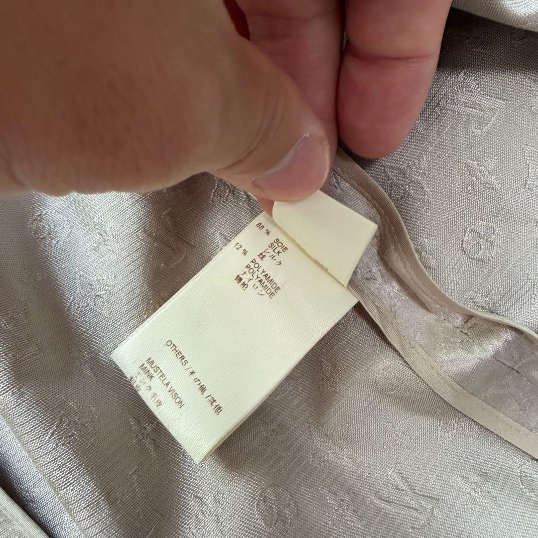 最高級Lサイズ ルイヴィトン　ロングコート　モノグラム総柄　シルク　ミンクファー