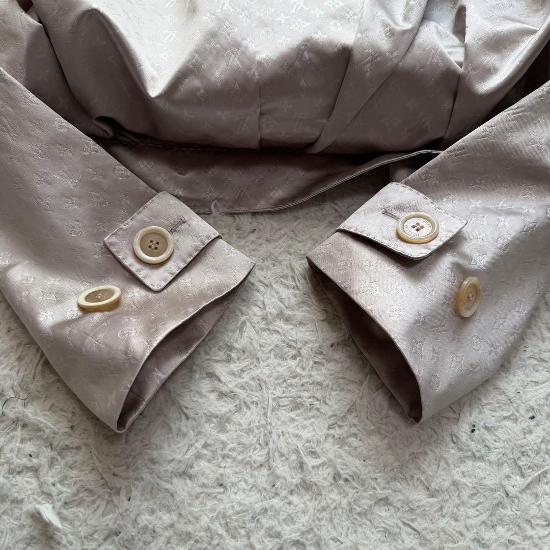 最高級Lサイズ ルイヴィトン　ロングコート　モノグラム総柄　シルク　ミンクファー