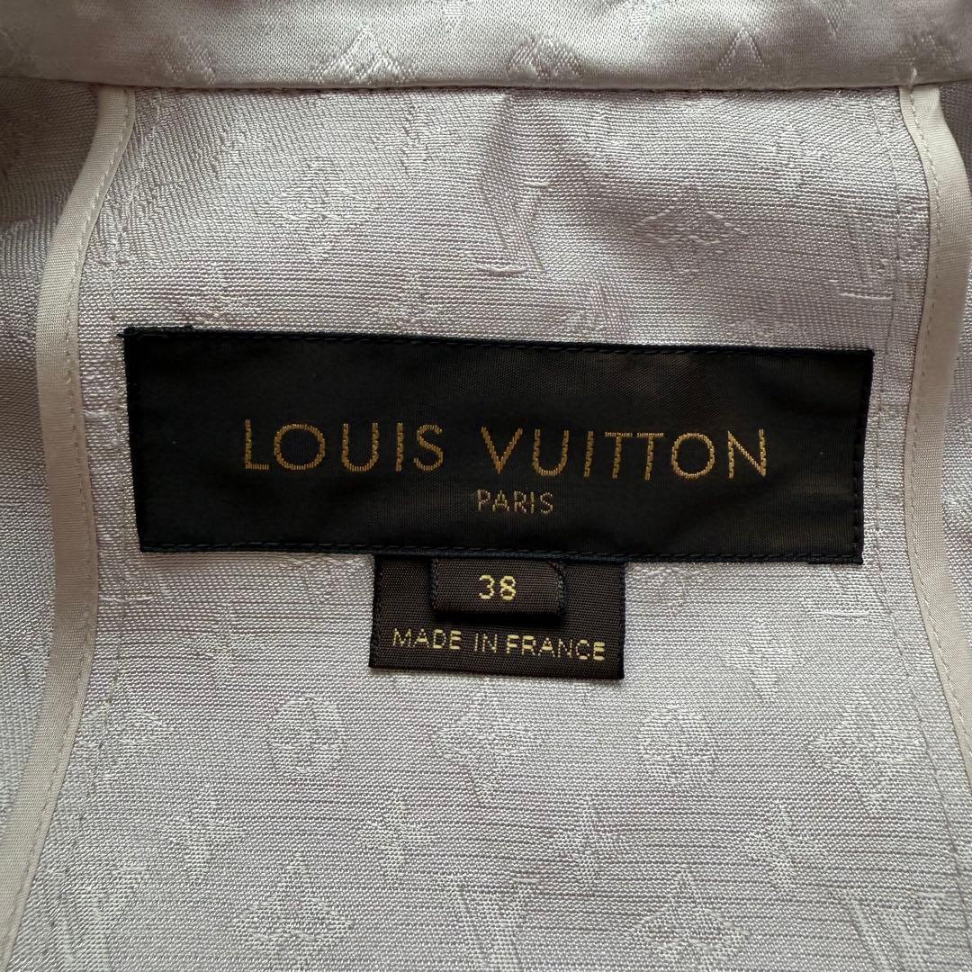 最高級Lサイズ ルイヴィトン　ロングコート　モノグラム総柄　シルク　ミンクファー