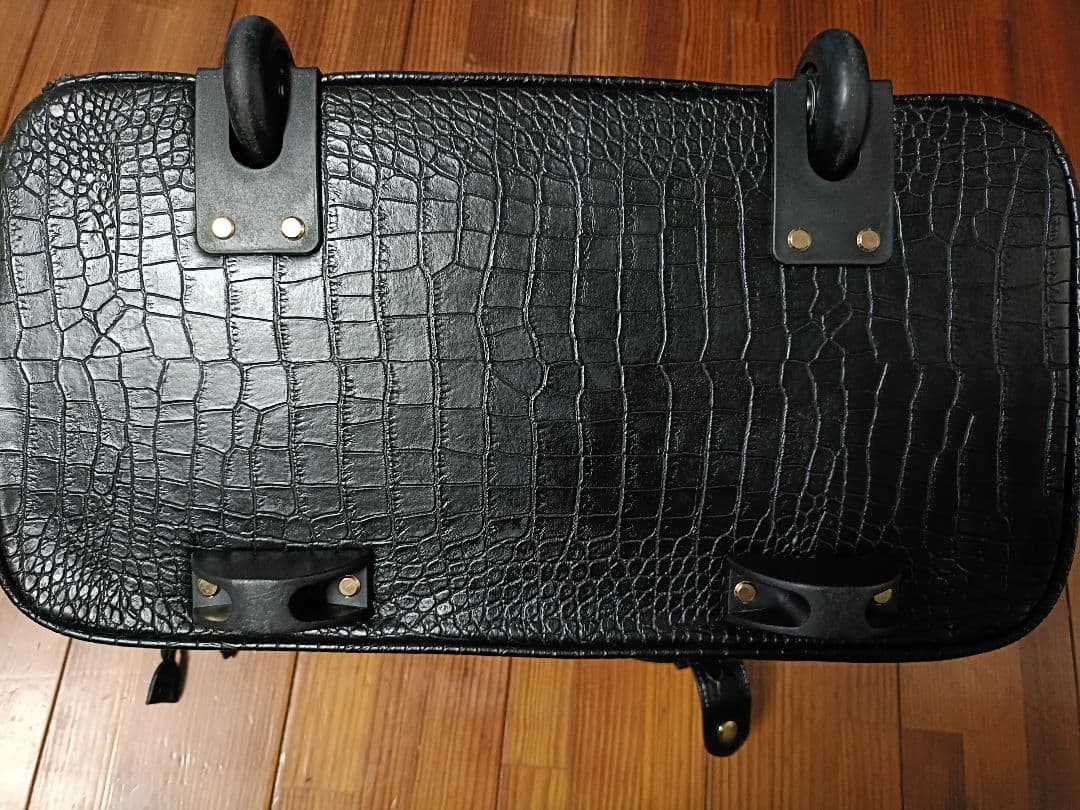 cooco クーコ　クロコ型押しキャリーカート　アルミハンドル　2way 黒