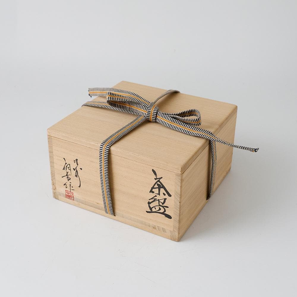 九谷焼 萌春 能瀬三惠子 作 色絵夕顔 平茶碗 茶道具 共箱