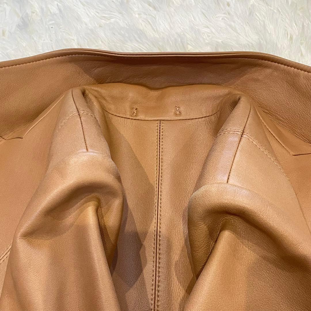 BURBERRY LONDON ノバチェック ラムレザー ジャケット キャメル