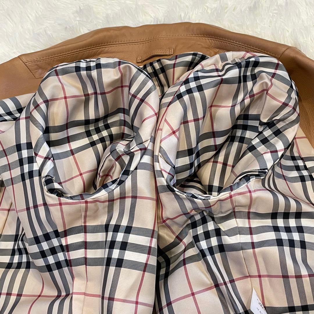 BURBERRY LONDON ノバチェック ラムレザー ジャケット キャメル