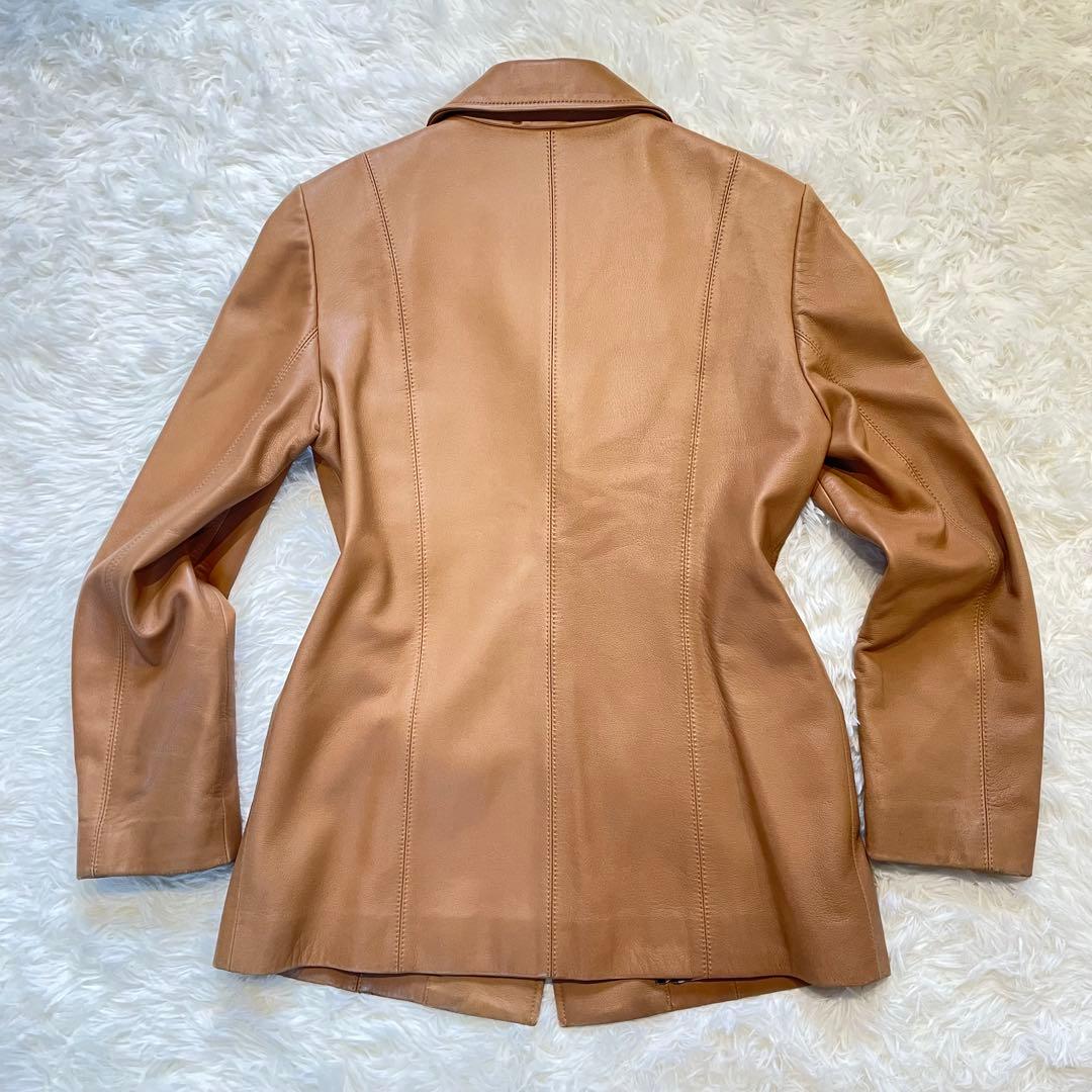 BURBERRY LONDON ノバチェック ラムレザー ジャケット キャメル